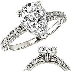 Pear Moissanite & Diamond Accented Engagement Ring