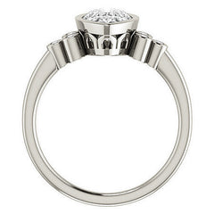 Pear Cut Moissanite Bezel Set Engagement Ring