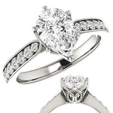 Pear cut Engagement Ring with Pave set Side Stones
