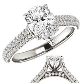 Pear Pave Cathedral Engagement Ring
