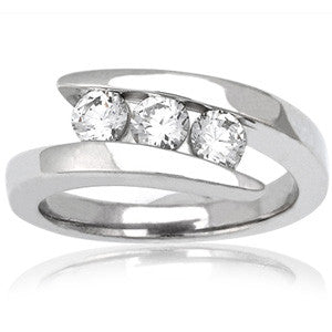 4mm Round Brilliant Moissanite Right Hand Ring, 0.75ct