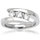 4mm Round Brilliant Moissanite Right Hand Ring, 0.75ct