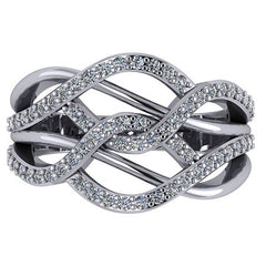 Right Hand Ring - Twisted Split Shank with Moissanite stones
