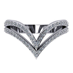 Right Hand Ring - Split Shank V with Moissanite stones