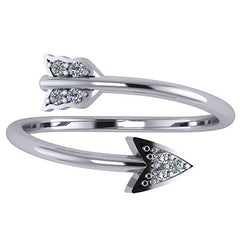 Arrow Design Round Brilliant Moissanite Right Hand Ring