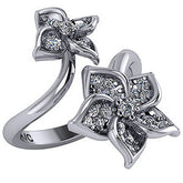 Floral Design Round Brilliant Moissanite Right Hand Ring