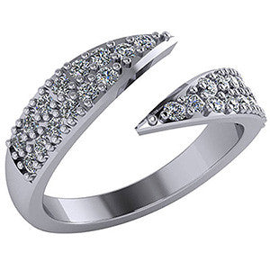 Modern Pave Bypass Moissanite Right Hand Ring