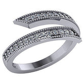 Round Brilliant Moissanite Wraparound Right Hand Ring with Milgrain