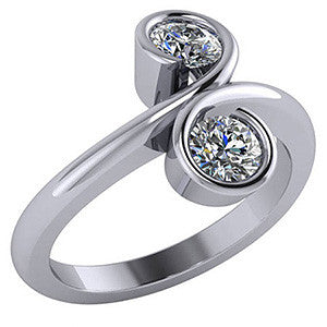 Two-Stone Round Moissanite Right Hand Ring