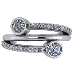Round Moissanite Bezel Bypass Right Hand Ring