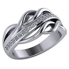 Modern Woven Split Shank Moissanite Right Hand Ring