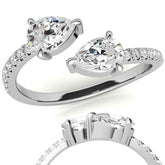Pear Moissanite Two-Stone Open Moissanite Ring