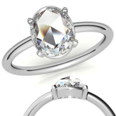 Rose cut Oval Moissanite Solitaire Ring