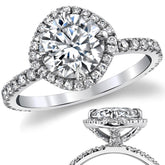 Round Kite-Set Moissanite with Cushion Halo Engagement Ring