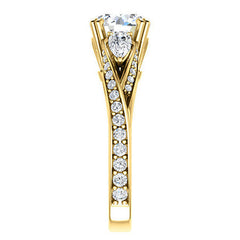 Round Moissanite & Pear Gemstone Engagement Ring
