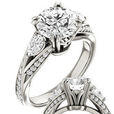 Round Moissanite & Pear Gemstone Engagement Ring