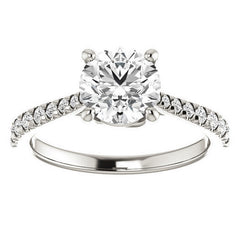 Round Brilliant Moissanite Trellis Engagement Ring