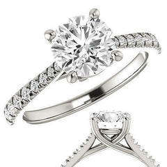 Round Brilliant Moissanite Trellis Engagement Ring