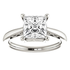 Princess cut Scroll Solitaire Ring