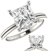 Princess Moissanite & Diamond Encircled Solitaire Ring