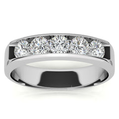1.25ct 4mm Mens 5-stone Round Brilliant Moissanite Wedding Ring