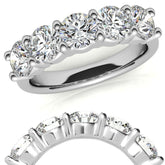 5-Stone 5mm Round Brilliant Moissanite Shared-Prong Ring 2.5ct