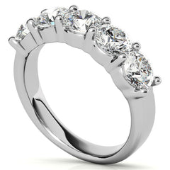 5-Stone 5mm Round Brilliant Moissanite Shared-Prong Ring 2.5ct