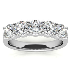 5-Stone 4.5mm Round Brilliant Moissanite Shared-Prong Ring 1.75ct