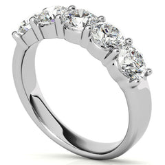 5-Stone 4.5mm Round Brilliant Moissanite Shared-Prong Ring 1.75ct