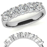 5-Stone 4mm Round Brilliant Moissanite Shared-Prong Ring 1.25ct