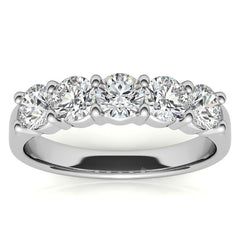 5-Stone 4mm Round Brilliant Moissanite Shared-Prong Ring 1.25ct