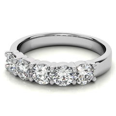 5-Stone 4mm Round Brilliant Moissanite Shared-Prong Ring 1.25ct