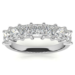 7-Stone 3.5mm Princess cut Moissanite Shared-Prong Ring