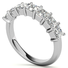 7-Stone 3.5mm Princess cut Moissanite Shared-Prong Ring