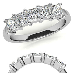 5-Stone 3.5mm Princess cut Moissanite Shared-Prong Ring