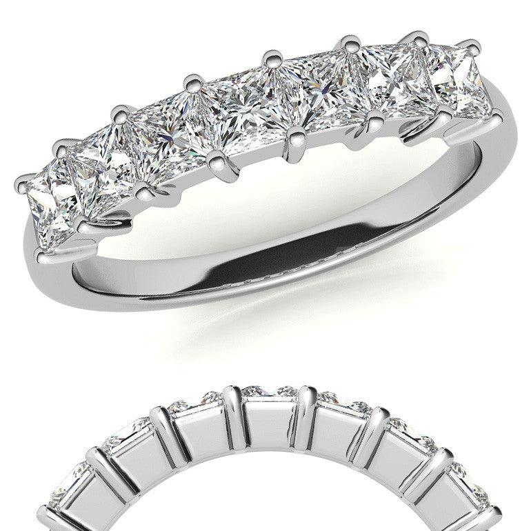 7-Stone 3mm Princess cut Moissanite Shared-Prong Ring