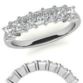 7-Stone 3mm Princess cut Moissanite Shared-Prong Ring