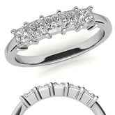 5-Stone 3mm Princess cut Moissanite Shared-Prong Ring