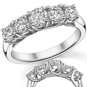 Trellis 4.5mm Round Brilliant Moissanite Anniversary Band 1.1ct