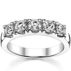 5-Stone 4mm Round Brilliant Moissanite Anniversary Ring 1.25ct