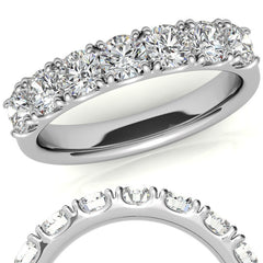 7-Stone 3.5mm Round Brilliant Moissanite Anniversary Ring 1.0ct