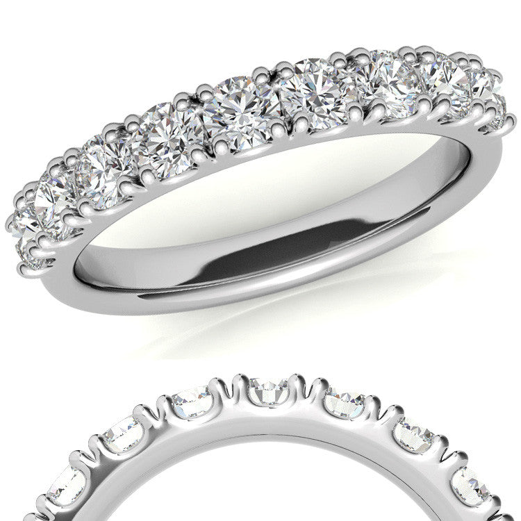 9-Stone 3mm Round Brilliant Moissanite Anniversary Ring 0.90ct