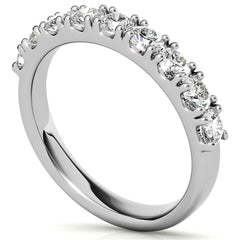 9-Stone 3mm Round Brilliant Moissanite Anniversary Ring 0.90ct