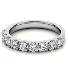 9-Stone 3mm Round Brilliant Moissanite Anniversary Ring 0.90ct