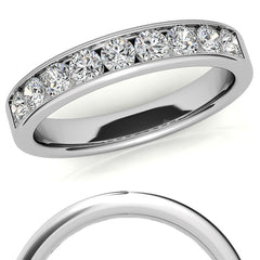 2.7mm 9-Stone Round Brilliant Moissanite Channel Anniversary Ring 0.72ct