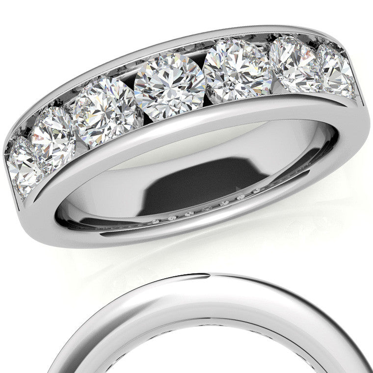 4mm 7-Stone Round Brilliant Moissanite Channel Anniversary Ring, 1.75ct
