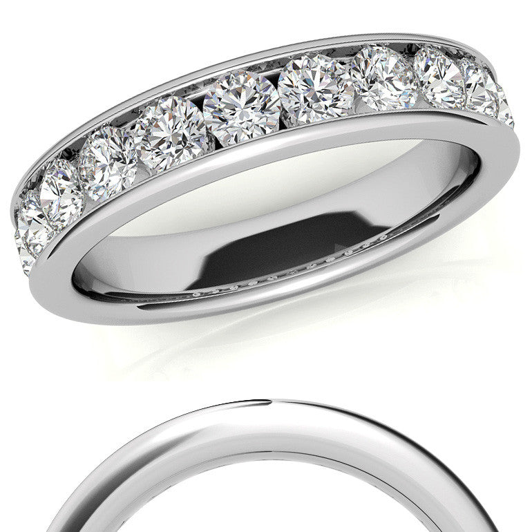 11-Stone 3mm Round Channel Moissanite Anniversary Ring 1.1ct