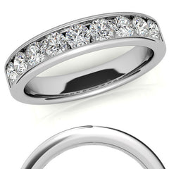 9-Stone 3mm Round Channel Moissanite Anniversary Ring 0.90ct