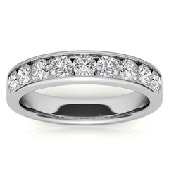9-Stone 3mm Round Channel Moissanite Anniversary Ring 0.90ct