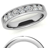 7-Stone 3mm Round Channel Moissanite Anniversary Ring 0.70ct